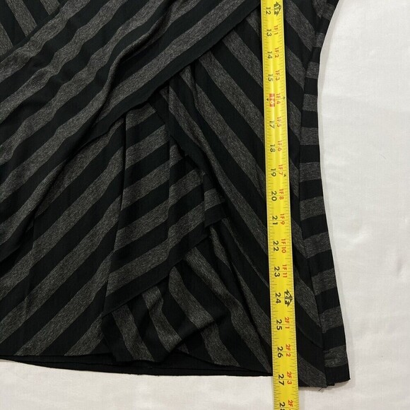 Vince Camuto Gray Black‎ Stripe Layer Crossover 3/4 Sleeve V Neck Stretch Top L - Picture 10 of 11